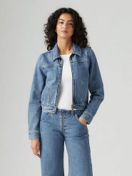 Levi's Kurtka dżinsowa w kolorze niebieskim rozmiar: XS. Niebieskie kurtki Levi's, s, z aplikacjami, z bawełny, bez kaptura. Za 171.28 zł.