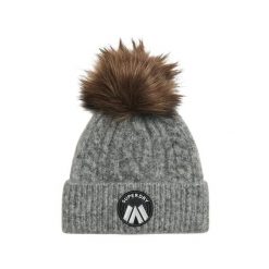 Czapka damska z plecionym wzorem Superdry Luxe. Szare czapki zimowe Superdry, bez wzorów. Za 125.40 zł.