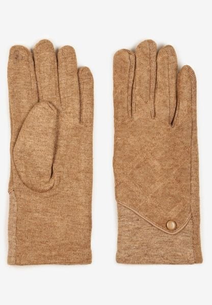 Brązowe Dzianinowe Rękawiczki Eleganckie z Ozdobnym Guzikiem Senindra. Brązowe rękawiczki Renee, bez wzorów, z dzianiny, eleganckie. Za 24.99 zł.