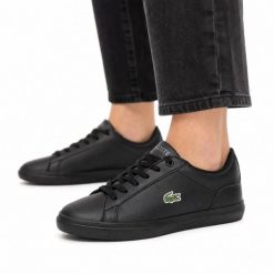 Buty damskie sneakersy sportowe Lacoste LEROND BL 21 1 CUJ. Czarne buty treningowe Lacoste, bez wzorów, z materiału, bez zapięcia, trekkingowe. Za 359.00 zł.