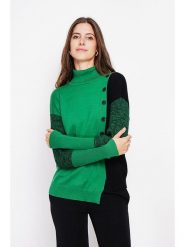 ASSUILI Sweter w kolorze zielono-czarnym rozmiar: 36. Czarne swetry Assuili, bez wzorów, klasyczne, bez ramiączek. Za 104.99 zł.