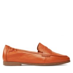 Mokasyny Tamaris. Brązowe mokasyny Tamaris, bez wzorów. Za 219.99 zł.