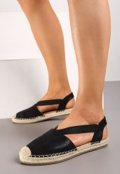 Czarne Płaskie Espadryle z Imitacji Skóry Wialla. Czarne espadryle Born2be, bez wzorów, ze skóry, bez obcasa, na płaskiej podeszwie. W wyprzedaży za 50.99 zł.