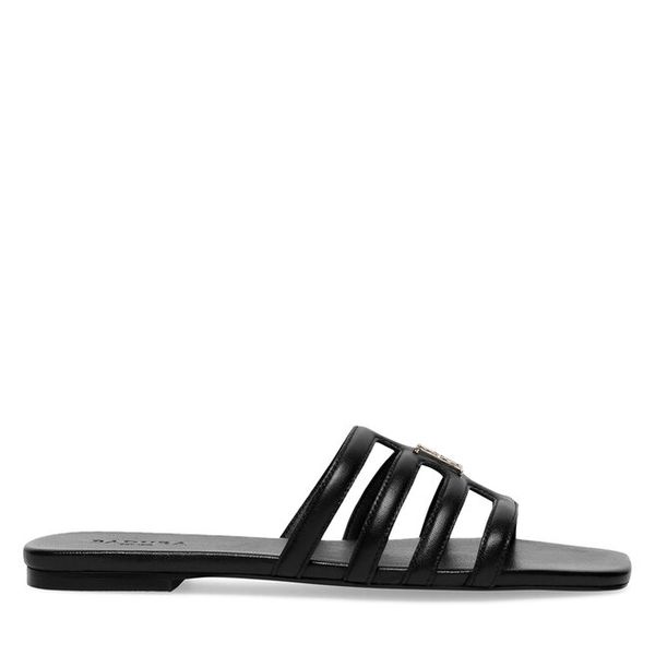Klapki Badura. Czarne klapki Badura, bez wzorów, bez obcasa, bez zapięcia. Za 139.99 zł.