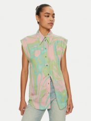PINKO Bluzka 103116 A1NQ Zielony Regular Fit. Zielone bluzki Pinko, bez wzorów, z wiskozy, bez kołnierzyka, bez ramiączek. Za 419.99 zł.