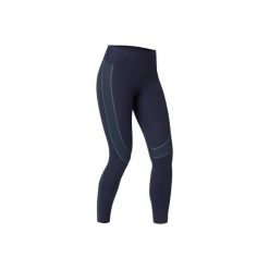 Legginsy Slim Gym & Pilates 560 damskie granatowe. Niebieskie legginsy DOMYOS, bez wzorów, z bawełny. Za 89.99 zł.