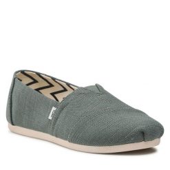 Półbuty Toms. Zielone półbuty wsuwane TOMS, bez wzorów, bez obcasa, na płaskiej podeszwie. Za 249.99 zł.