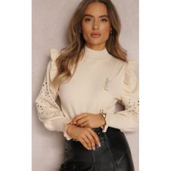 Jasnobeżowy Golf Ythenny. Brązowe swetry Renee, s, bez wzorów, z dzianiny, boho, bez ramiączek. W wyprzedaży za 127.99 zł.