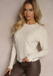 Jasnobeżowy Sweter z Modalem i Wiskozą Ozdobiony Tłoczeniem Liliti. Brązowe swetry Renee, m, z aplikacjami, z jeansu, casualowe, bez ramiączek. W wyprzedaży za 63.99 zł.