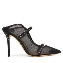 Szpilki MALONE SOULIERS. Czarne klapki MALONE SOULIERS, bez wzorów, bez obcasa, na szpilce, bez zapięcia. Za 2,079.00 zł.