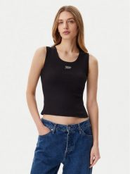 Tommy Jeans Top DW0DW21369 Czarny Slim Fit. Czarne topy Tommy Jeans, xxs, bez wzorów, z bawełny, bez kołnierzyka, bez ramiączek. Za 79.99 zł.