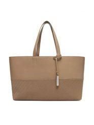 Calvin Klein Torebka Ck Mixmedia Shopper_Mono K60K613166 Beżowy. Brązowe shopper bag Calvin Klein, bez wzorów, ze skóry, bez dodatków. Za 379.99 zł.