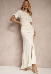Beżowa Taliowana Sukienka z Wiskozy z Ozdobnymi Guzikami Taliette. Brązowe sukienki Renee, na co dzień, bez wzorów, z wiskozy, eleganckie, bez kołnierzyka, bez ramiączek, maxi, dopasowane. W wyprzedaży za 116.99 zł.