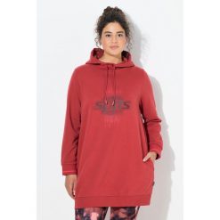 Damskie Długa bluza z kapturem oversize kaptur długi rękaw. Czerwone bluzy z kapturem Ulla Popken, plus size, bez wzorów, z bawełny, z kapturem. Za 239.99 zł.