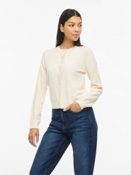 Vila Kardigan "Vimalu" w kolorze kremowym rozmiar: M. Brązowe swetry Vila, m, bez wzorów, z materiału, bez ramiączek. Za 88.43 zł.