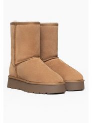 Gooce Skórzane kozaki zimowe "Fairfield" w kolorze beżowym rozmiar: 37. Brązowe kozaki Gooce, na zimę, bez wzorów, z wełny, eleganckie, bez obcasa, na platformie, bez zapięcia. Za 220.12 zł.