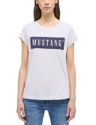 MUSTANG ALINA C LOGO TEE DAMSKI T-SHIRT KOSZULKA LOGO LIGHT GREY MELANGE 1013220 4141. Szare t-shirty Mustang, uniwersalny, bez wzorów, z bawełny, biznesowe, bez kołnierzyka, bez ramiączek. Za 69.99 zł.