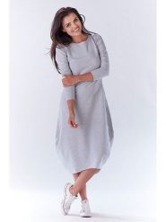 Awama Sukienka w kolorze szarym rozmiar: L/XL. Szare sukienki Awama, l, bez wzorów, z asymetrycznym kołnierzem, bez ramiączek, midi, asymetryczne. Za 140.86 zł.