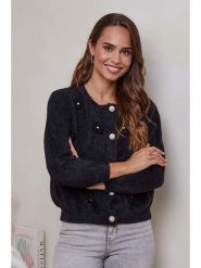 Soft Cashmere Kardigan w kolorze czarnym rozmiar: 38/40. Czarne swetry Soft Cashmere, bez wzorów, klasyczne, bez ramiączek. Za 113.90 zł.