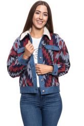 DAMSKA KURTKA SHERPA WRANGLER GEO JACKET BLUE DEPTHS W4N6WVXJY. Niebieskie kurtki Wrangler, l, bez wzorów, bez kaptura. Za 209.99 zł.