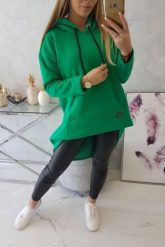 Bluza ocieplana z długim tyłem i kapturem zielona. Zielone bluzy KESI, l, bez wzorów, z bawełny, bez ramiączek. Za 238.37 zł.
