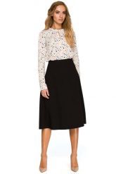 Klasyczna Trapezowa Spódnica Midi - Czarna. Czarne spódnice MOE, l, bez wzorów, z elastanu, klasyczne, midi, trapezowe. Za 187.90 zł.