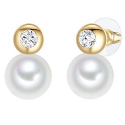 Lulu & Jane Mosiadz Kryształ szklany Sztuczna perła Kolczyki 1 ct Damski. Białe kolczyki Lulu & Jane, z kryształem, pozłacane. Za 359.99 zł.