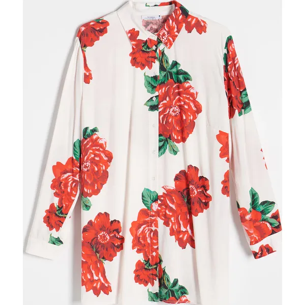 Wzorzysta koszula - Biały. Białe koszule Reserved, xl, bez wzorów, bez kołnierzyka, bez ramiączek. Za 109.99 zł.