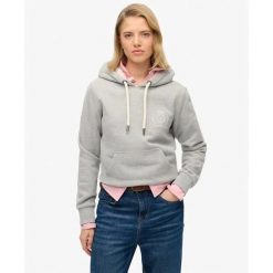 Bluza damska z kapturem Superdry Finest Goods. Szare bluzy Superdry, bez wzorów, bez ramiączek, z kapturem. Za 338.85 zł.