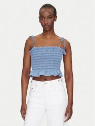 Tommy Jeans Top DW0DW20284 Niebieski Regular Fit. Niebieskie topy Tommy Jeans, xxs, bez wzorów, z bawełny, bez kołnierzyka, bez ramiączek. Za 179.99 zł.