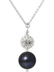 Pearline Srebrny naszyjnik z perłą - dł. 42 cm rozmiar: onesize. Niebieskie naszyjniki Pearline, z materiału, z kryształem, srebrne. Za 217.99 zł.
