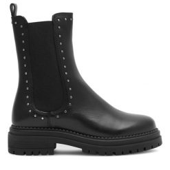 Botki Sergio Bardi. Czarne botki Sergio Bardi, bez wzorów, bez obcasa, na płaskiej podeszwie, bez zapięcia. Za 221.99 zł.