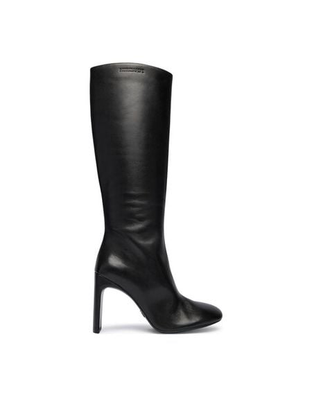 Patrizia Pepe Kozaki 2Y0035 L048 K103 Czarny. Czarne kozaki Patrizia Pepe, bez wzorów, ze skóry, bez obcasa, na słupku, bez zapięcia. Za 2,099.00 zł.