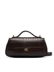 Calvin Klein Torebka Ck Croc Top Handle Bag LV04F3903G Brązowy ciemny. Brązowe torebki klasyczne Calvin Klein, bez wzorów, ze skóry, bez dodatków. Za 449.99 zł.