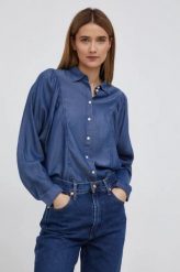 LEE VOLUME SLEEVE SHIRT DAMSKA KOSZULA Z DŁUGIM RĘKAWEM BRIGHT NAVY L45BTSC 112144041. Niebieskie koszule Lee, l, bez wzorów, bez kołnierzyka, bez ramiączek. Za 139.99 zł.