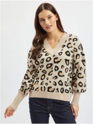 Orsay Sweter w kolorze beżowo-czarnym rozmiar: L. Brązowe swetry Orsay, l, bez wzorów, bez ramiączek. Za 75.16 zł.