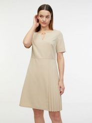Orsay Sukienka w kolorze beżowym rozmiar: 36. Brązowe sukienki Orsay, bez wzorów, bez kołnierzyka, bez ramiączek, mini. Za 87.95 zł.