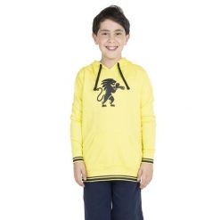 Bluza z bawełna z kaptur na co dzień na siłownię. Żółte bluzy LEONE 1947 APPAREL, bez wzorów, z bawełny, sportowe, bez ramiączek, bez kaptura. W wyprzedaży za 101.80 zł.