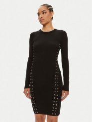MICHAEL Michael Kors Sukienka dzianinowa Ribbed Stretch Knit Lace-Up MT482FQ5ZV Czarny Slim Fit. Czarne sukienki MICHAEL Michael Kors, m, bez wzorów, z dzianiny, bez kołnierzyka, bez ramiączek. Za 679.99 zł.