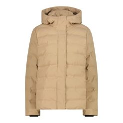 Kurtka puchowa zapinana na zamek z odpinanym kapturem damska CMP. Brązowe kurtki CMP, bez wzorów, z puchu, sportowe. Za 489.99 zł.