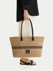 Beverly Hills Polo Club Torebka EO-BHPC-L-015-09 Beżowy. Brązowe shopper bag Beverly Hills Polo Club, bez wzorów, z materiału, bez dodatków. Za 269.99 zł.