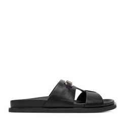 Klapki Nine West. Czarne klapki Nine West, bez wzorów, bez obcasa, bez zapięcia. Za 169.99 zł.