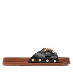 Klapki Coccinelle. Czarne klapki Coccinelle, bez wzorów, bez obcasa, bez zapięcia. Za 659.99 zł.