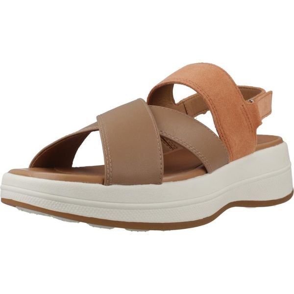 Sandały GEOX D SPHERICA ECUB 3 S Brązowy. Brązowe sandały Geox, bez wzorów, ze skóry, bez obcasa, bez zapięcia. Za 459.99 zł.