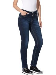 Heine Dżinsy - Slim fit - w kolorze granatowym rozmiar: 36. Niebieskie jeansy Heine, bez wzorów, klasyczne. Za 83.81 zł.