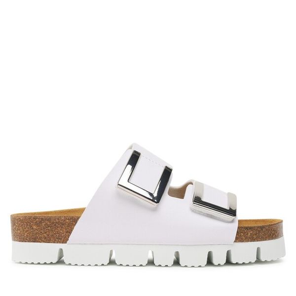 Klapki Dr. Brinkmann. Białe klapki Dr. Brinkmann, bez wzorów, bez obcasa, bez zapięcia. Za 199.99 zł.