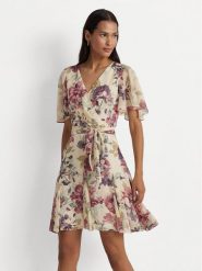 Lauren Ralph Lauren Sukienka koktajlowa 250932617001 Écru Regular Fit. Sukienki Lauren Ralph Lauren, bez wzorów, z syntetyku, wizytowe, bez kołnierzyka, bez ramiączek. Za 1,299.00 zł.