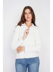 William de Faye Sweter w kolorze białym rozmiar: 42. Białe swetry William de Faye, bez wzorów, ze splotem, klasyczne, bez ramiączek. Za 113.99 zł.