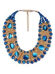 MENTHE À L'O Pozłacany naszyjnik z elementami ozdobnymi - dł. 40 cm rozmiar: onesize. Niebieskie naszyjniki MENTHE À L'O, z materiału, z kryształem, pozłacane. Za 182.72 zł.