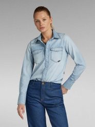 G-Star Koszula - Slim fit - w kolorze błękitnym rozmiar: S. Niebieskie koszule G-Star, s, bez wzorów, retro, bez kołnierzyka, bez ramiączek. Za 165.99 zł.